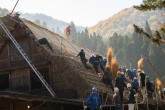 合掌造り屋根葺替