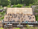合掌造り屋根葺替