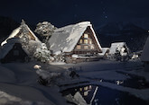 冬の合掌造り　明善寺_夜